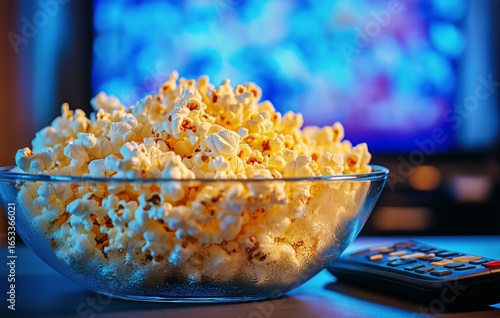 Enjoying Popcorn During a Cozy Movie Night at Home With Friends or Family