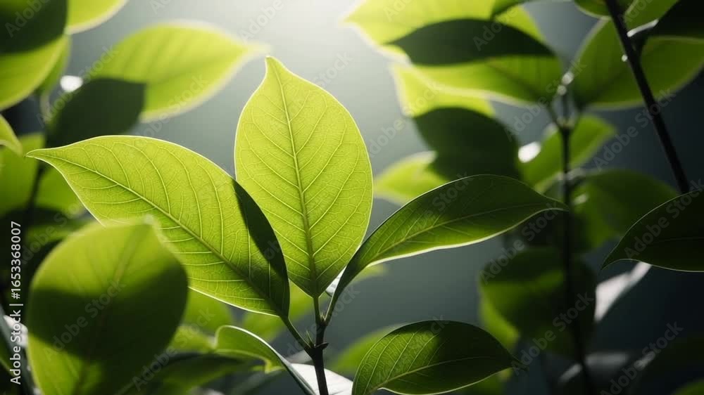 Lush Green Leaves Lit by Sunlight Displays Intricate Veins and Textures Against a Softly Blurred Backdrop Evoking a Sense of Natural Beauty Lush Green Leaves Lit by Sunlight Displays Intricate Veins and Textures Against a Softly Blurred Backdrop Evoking a Sense of Natural Beauty