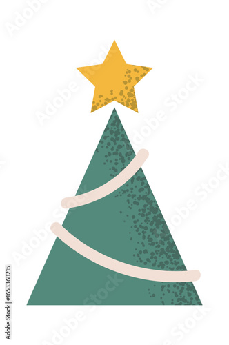 Geometric decorated Christmas fir tree