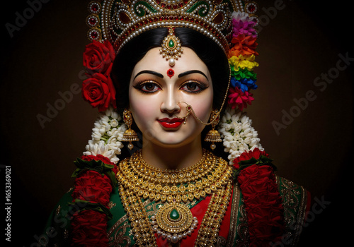 Wallpaper Mural Elegant Durga Side View With Red Rose Garland Torontodigital.ca