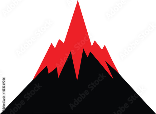 Stylized volcano eruption silhouette isolated on white background