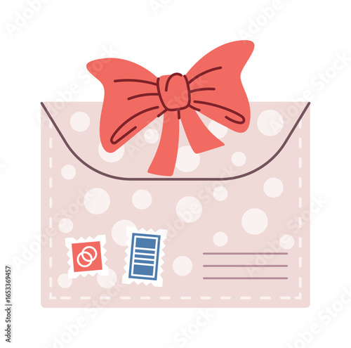 Christmas envelop with festive bow