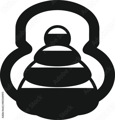 Traditional japanese daruma doll silhouette isolated on white background