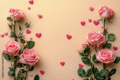 Pink Roses and Red Hearts Create a Romantic Atmosphere for Celebrations or Gi...