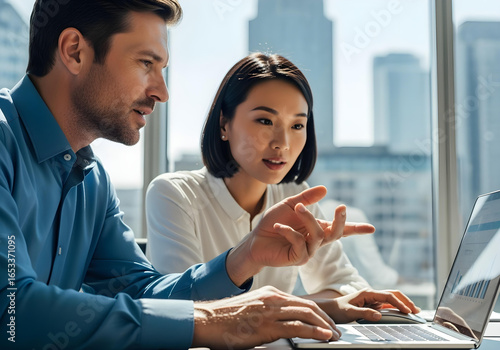 Modern business teamwork in office with realistic details