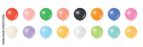 Vector 3d Realistic Colorful Balloons. Realistic Party Balloons, Isolated. Colorful Birthday Balloons Set. Helium Balloon for Celebration, Festive Decor, Event Design. Vector Illustration
