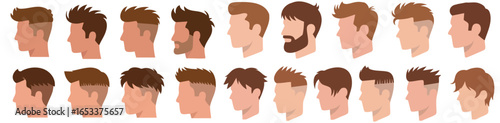 Collection of Modern Mens Hairstyles Side Profile Illustrations