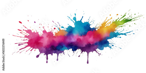 Vector colorful vibrant rainbow, smoke and cloud holi paint color powder explosion with bright colors isolated on transparent background. Multicolored explosion of rainbow powder paint holi festival	