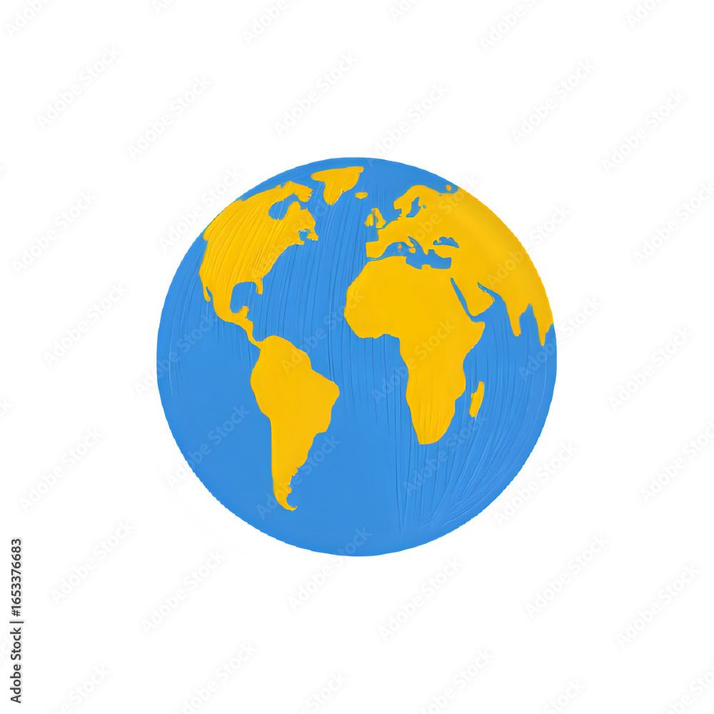 Fototapeta premium Stylized flat design globe showing continents and oceans