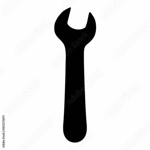 Black Wrench Silhouette – Minimalist Vector Icon Representing Tools, Repair, and Mechanical Work