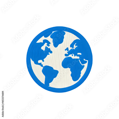Simple blue and white globe icon representing earth