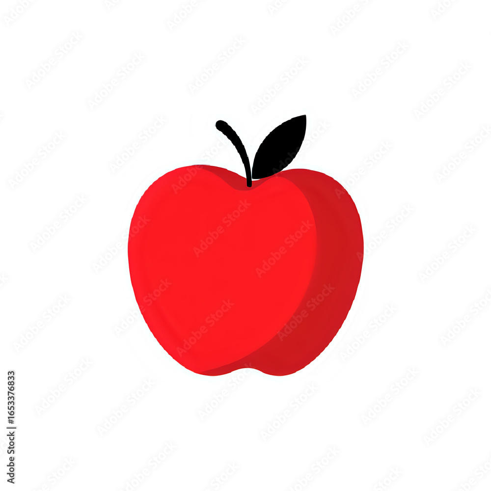 Obraz premium Vibrant red apple with a dark green leaf