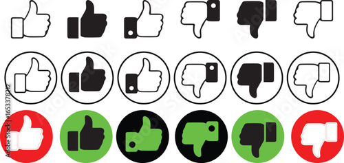 Like and dislike icon set, Thumbs up and thumbs down. Like Dislike icon sign vector icon sheets.