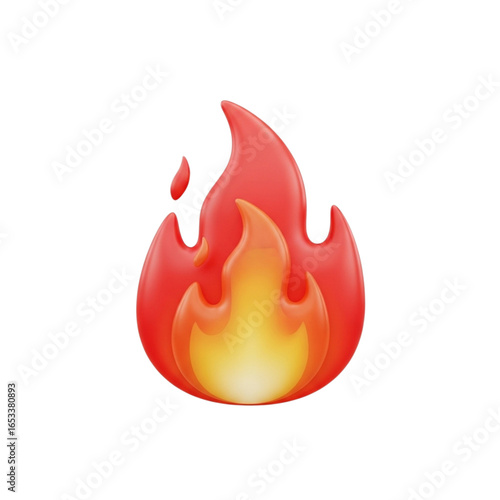 Vibrant 3d fire emoji icon glowing with intense heat against a dark background
