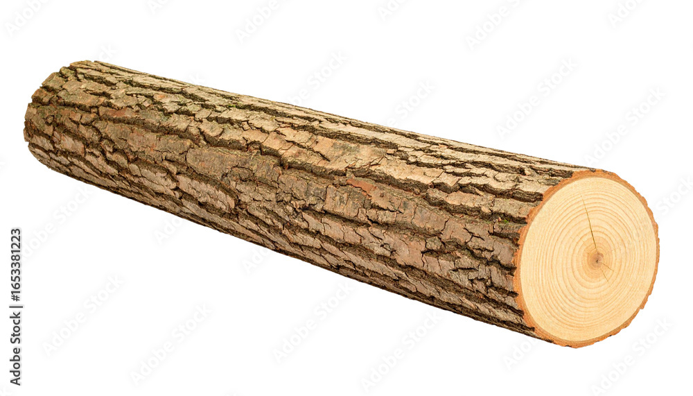 Fototapeta premium Log showing growth rings on transparent background