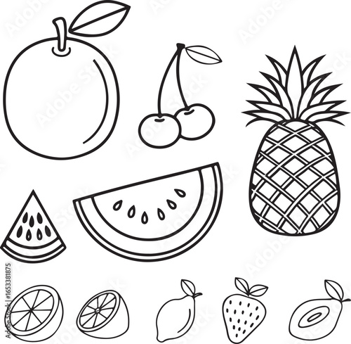 Fruit line art icons