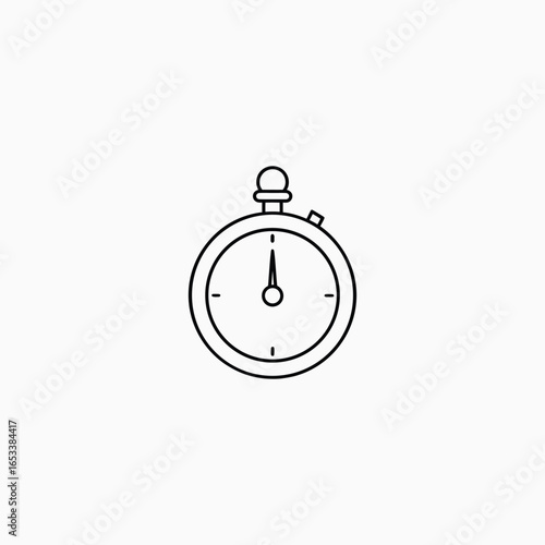 Stopwatch icon line art on white background timer time