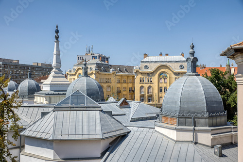 Fotografie Historic Anna Bath rooftops and Gróf Palace in Szeged, Hungary