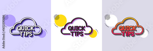Quick tips cloud line icon. Halftone dotted pattern. Gradient icon with grain shadow. Helpful tricks sign. Line quick tips icon. Various designs. Vector