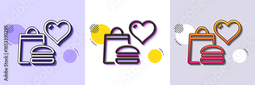 Food donation line icon. Halftone dotted pattern. Gradient icon with grain shadow. Charity sign. Charitable organization symbol. Line food donation icon. Various designs. Vector
