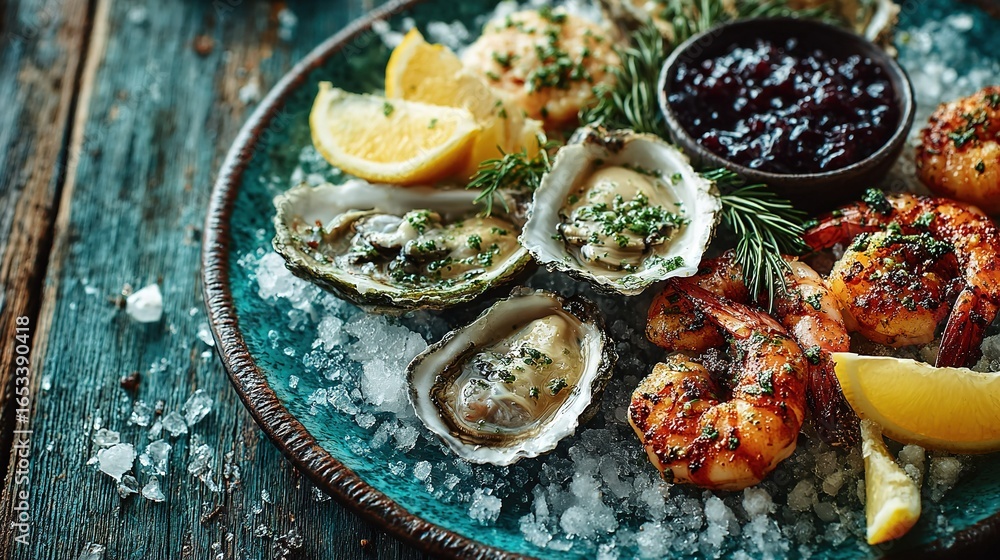 Shrimp, Oysters, Lemon Wedges & Ketchup Shrimp, Oysters, Lemon Wedges & Ketchup