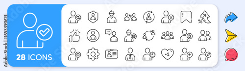 Users line icons. Interest rate, AI generate, Inflation icons. Profile, Group of people and Support signs. ID card, Teamwork people and Businessman user symbols. Vector