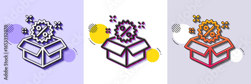 Sale line icon. Halftone dotted pattern. Gradient icon with grain shadow. Shopping discount sign. Clearance symbol. Line sale icon. Various designs. Vector