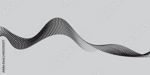 Abstract waveform made of dots in rhythmic pattern
