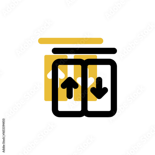 lift icon is designed with an easily recognizable shadow color scheme. This icon is suitable for a variety of visual needs, such as digital media or other graphic design projects