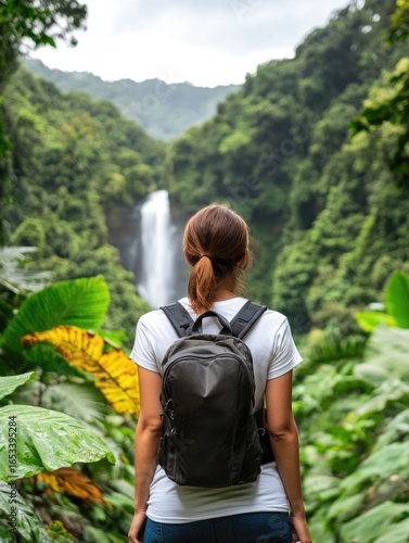 Adventurer Hiking in the Rainforest