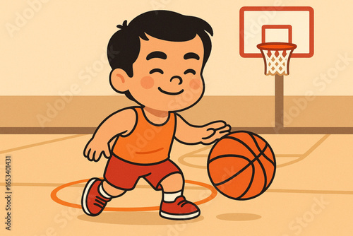 Person with Dwarfism Playing Basketball Flat Illustration Inclusive