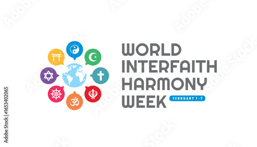 world interfaith harmony week concept vector flat design