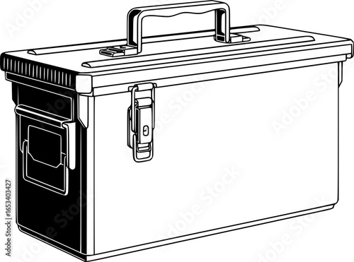 Ammo Box SVG Vector Graphic Black and White Outline
