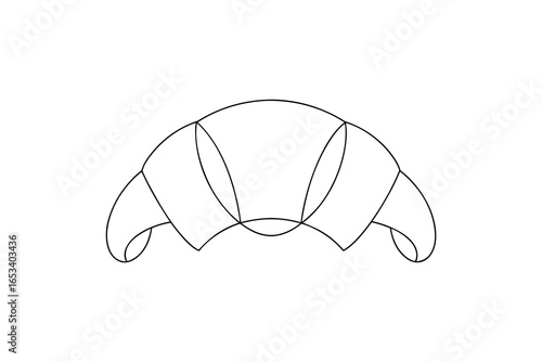 Minimalist single line drawing a croissant Continous line pastry food