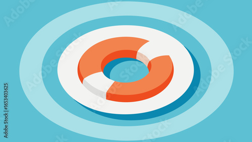 Abstract Lifebuoy with Concentric Blue Circles life preserver safety transparency background