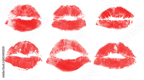 Collection of Red Lips | Lip Prints PNG Isolated on Transparent