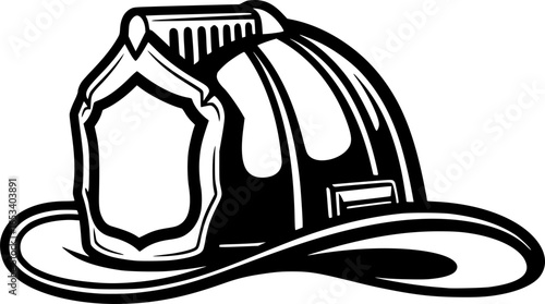 Firefighter Helmet SVG Vector Black Outline Illustration
