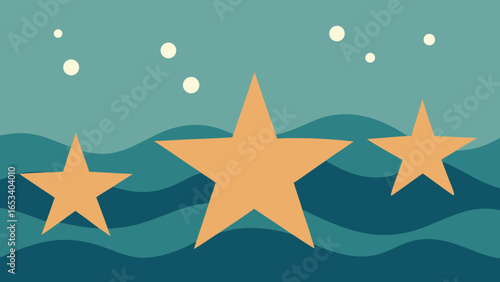 Abstract transparency background with Wavy Lines and Orange Stars waves ocean