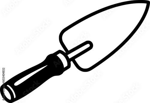 Black and White Vector Illustration of a Trowel
