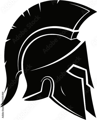 Spartan Helmet Vector Outline Black Silhouette

