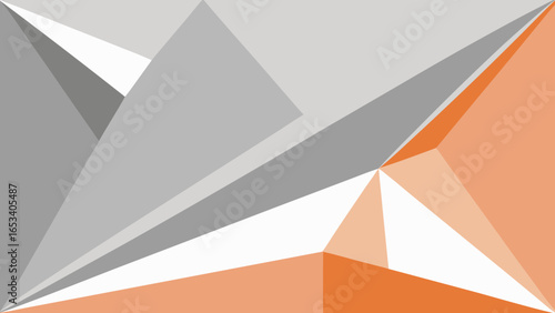 Sharp Geometric Abstract transparency background with Gray Orange and White Triangles vector illustration