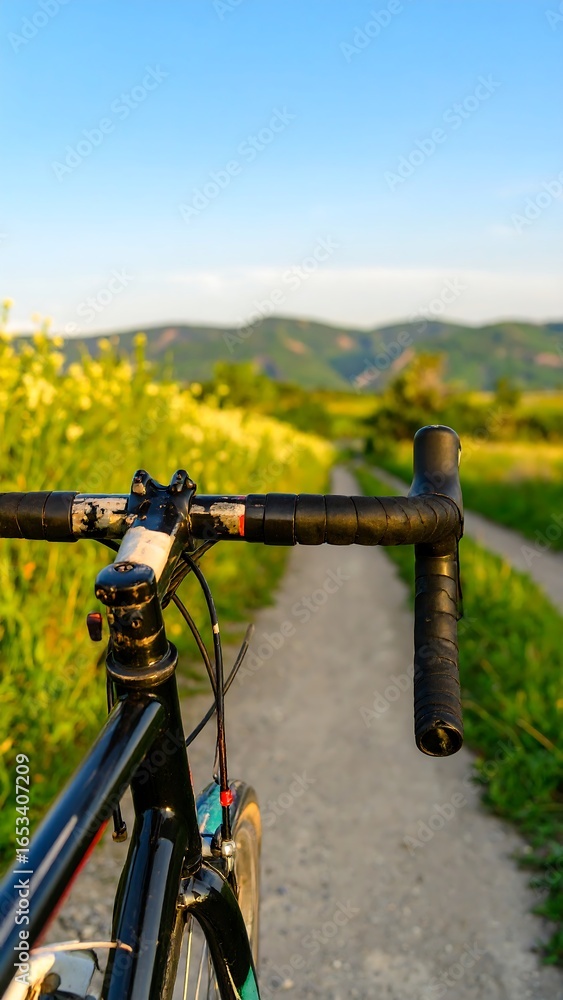 Naklejka premium Cyclist's view of a rural path