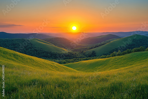 Dusk Sky Fading into Blue Above Serene Forest Landscape