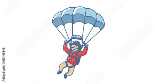 Skydiver with Parachute - Extreme Sport in the Sky