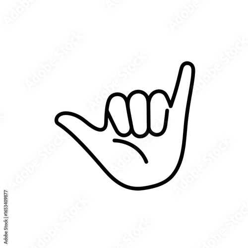 Hand gesture icon showing a shaka sign in a minimalist style  
