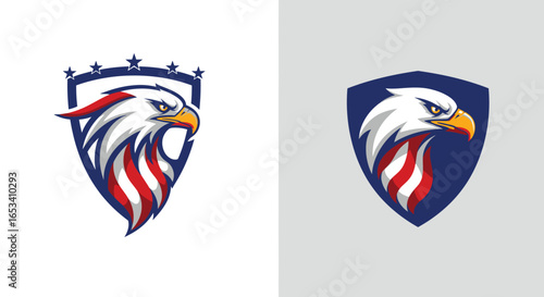 Eagle with American Flag Shield - Patriotic Emblem