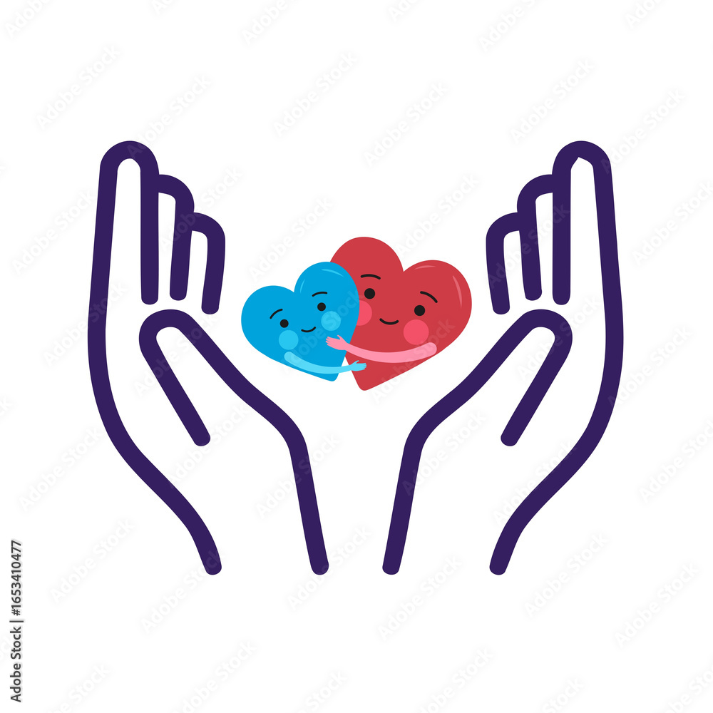 Obraz premium Two hearts held gently in open hands