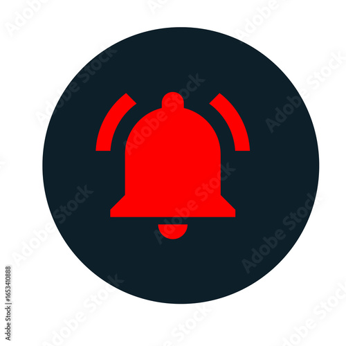 Red alert notification bell icon with sound waves