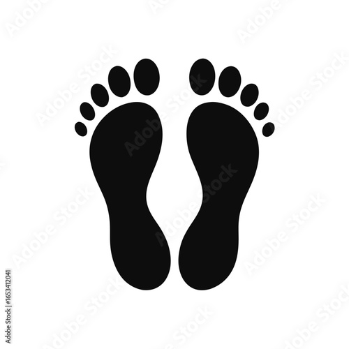 Human footprints vector icon. black silhouette footprint pair icon graphic  Step walking symbol. Foot shape trace. 