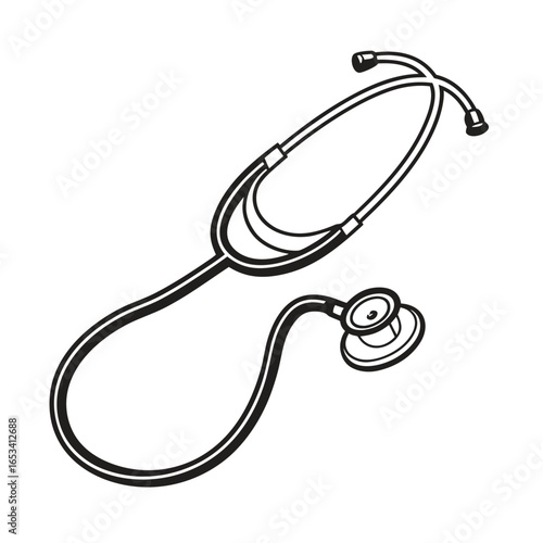 Stethoscope on White Background: A detailed illustration of a stethoscope. capturing the essence of medical care and diagnostics.